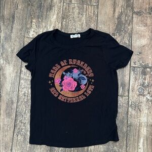 Eyeshadow Black Kids T-Shirt with Floral Graphic